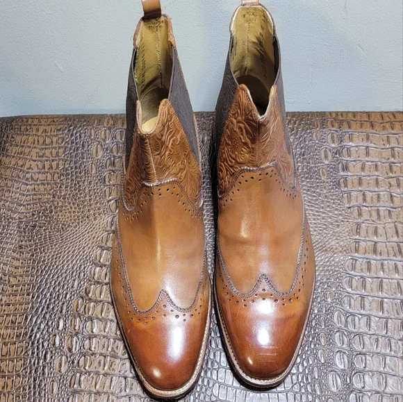 STACY ADAMS M2 WINGTIP CHELSEA BOOTS (SIZE 11) - Picture 11 of 15